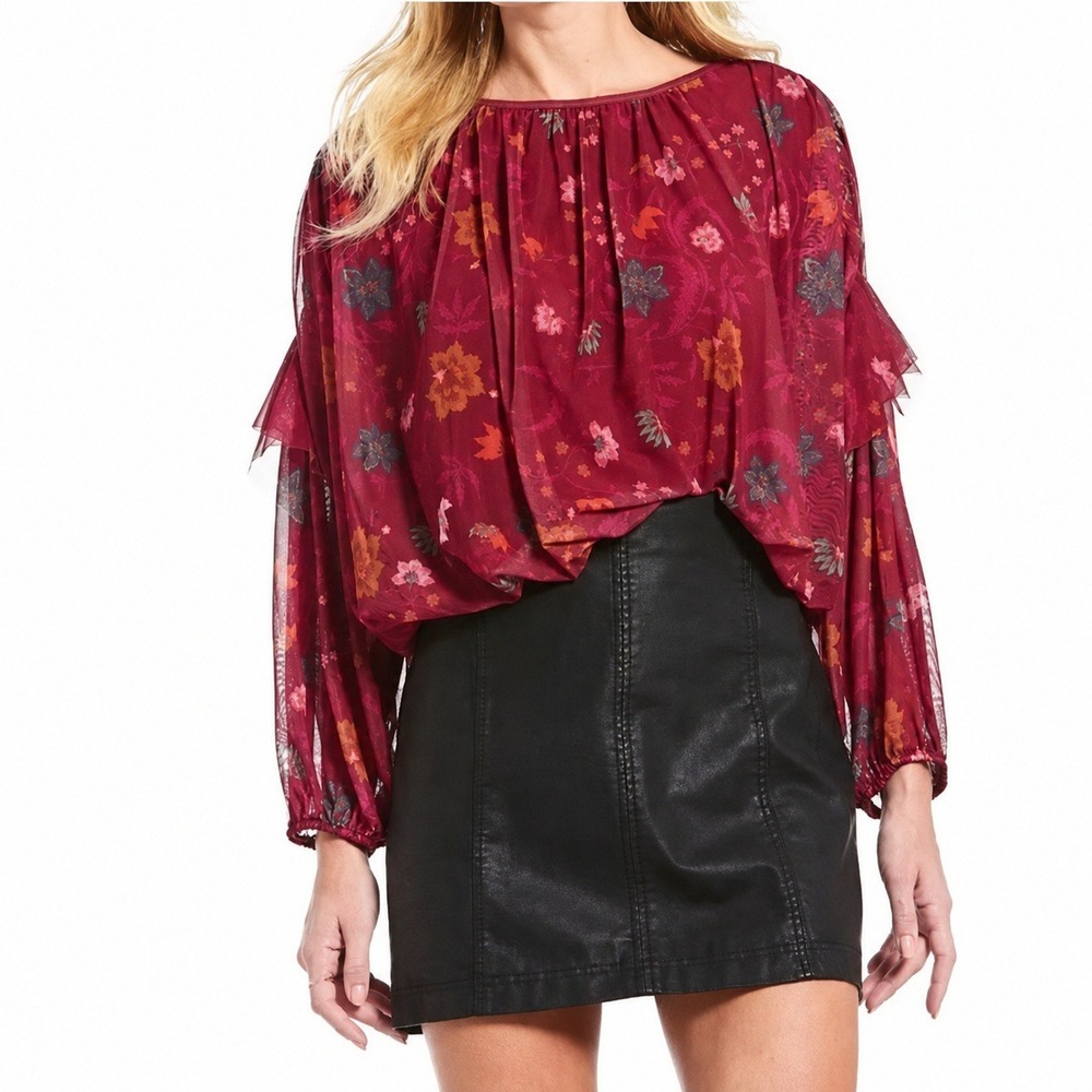 Free People Wildflower Honey Floral Romantic Boho Top Small Cottage Core